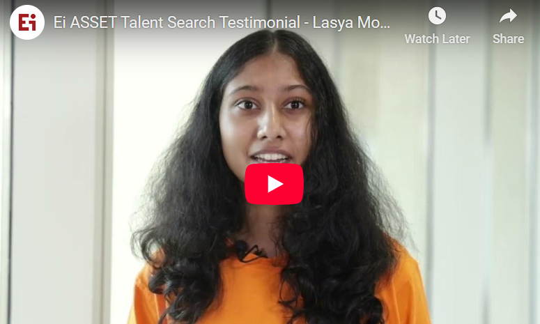 Ei ASSET Talent Search Testimonial - Lasya Mohan